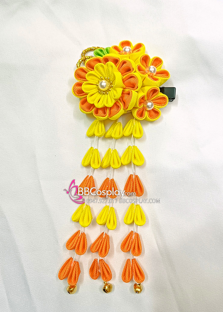 Kanzashi Nhật Bản Vàng Cam - Lớn