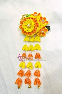 Kanzashi Nhật Bản Vàng Cam - Lớn