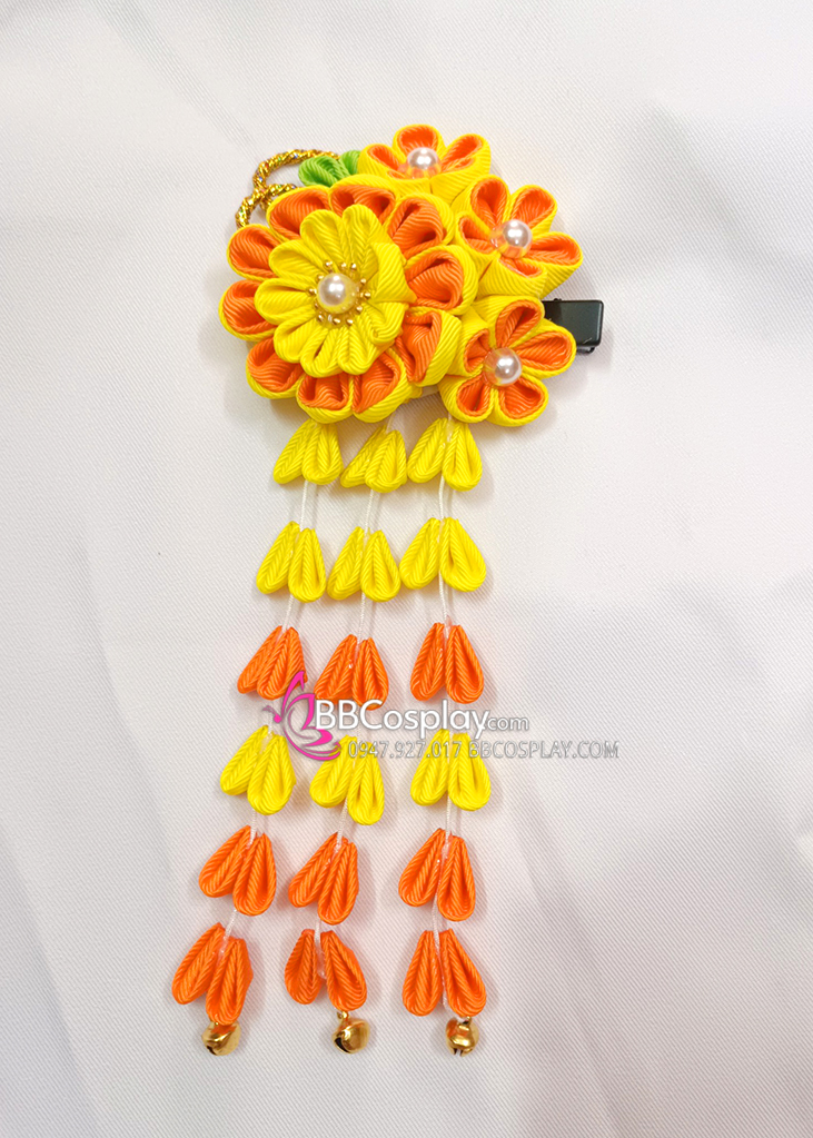 Kanzashi Nhật Bản Vàng Cam - Lớn