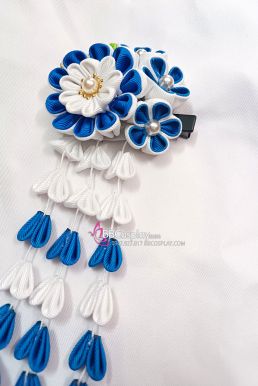 Kanzashi Nhật Bản Xanh Dương Trắng - Lớn