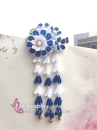 Kanzashi Nhật Bản Xanh Dương Trắng - Lớn