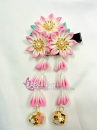 Kanzashi Nhật Bản 3 Hoa Hồng Chuyển Màu - Loại 2 Dây Hoa