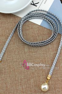 Dây Phụ Kim Tuyến Loại Ngọc Trai - Obijime - Xám