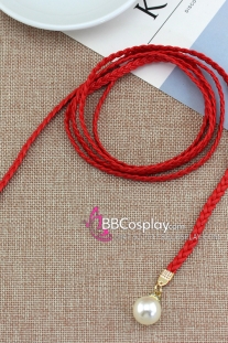 Dây Phụ Kim Tuyến Loại Ngọc Trai - Obijime - Đỏ