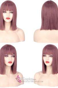 Tóc Giả Tím Khói Ngắn Ngang Vai