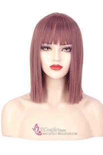 Tóc Giả Tím Khói Ngắn Ngang Vai