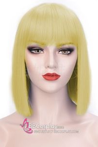 Tóc Giả Vàng Nhạt Mái Thưa Ngắn Ngang Vai