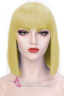 Tóc Giả Vàng Nhạt Mái Thưa Ngắn Ngang Vai