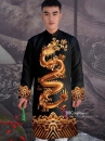 Áo Dài Nam Cách Tân Đen In Hình Rồng Vàng