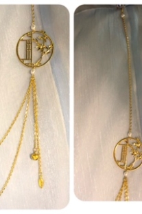 Phụ Kiện Việt Phục - Dây Chuyền Treo Áo Tà Xích - Tròn Trúc Vàng