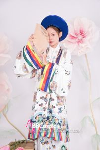 Đồ Cặp Đôi Việt Phục Nhật Bình Trắng - Mãng Lan Xanh Dương