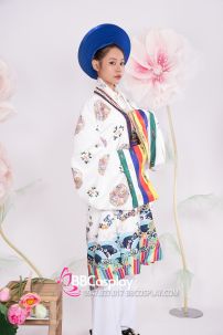 Đồ Cặp Đôi Việt Phục Nhật Bình Trắng - Mãng Lan Xanh Dương