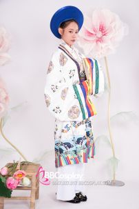 Đồ Cặp Đôi Việt Phục Nhật Bình Trắng - Mãng Lan Xanh Dương