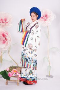 Đồ Cặp Đôi Việt Phục Nhật Bình Trắng - Mãng Lan Xanh Dương