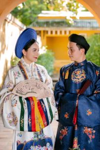 Đồ Cặp Đôi Việt Phục Nhật Bình Trắng - Mãng Lan Xanh Dương