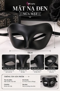 Mặt Nạ Lễ Hội Nửa Mặt Đơn Giản Không Cầu Kỳ - Màu Đen