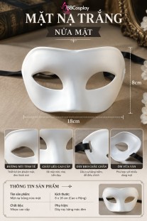 Mặt Nạ Lễ Hội Nửa Mặt Đơn Giản Không Cầu Kỳ - Màu Trắng