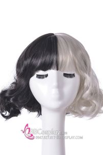 Tóc Giả Ngắn Mái Ngang Ngắn Ngang Vai Xoăn