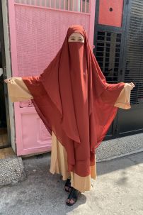 Khăn Trùm Khimar Màu Đỏ Nâu