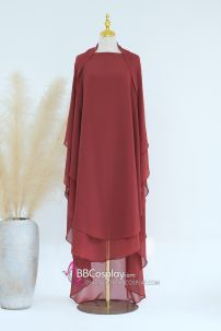 Khăn Trùm Khimar Màu Đỏ Nâu