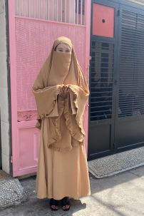Khăn Trùm Khimar Màu Vàng Nâu