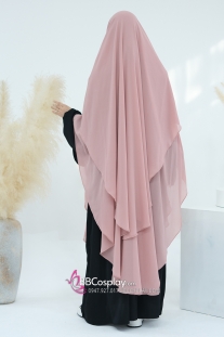 Khăn Trùm Khimar Tam Giác 2 Lớp Màu Hồng Baby