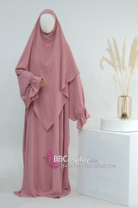 Đồ Phụ Nữ Hồi Giáo Tay Ôm -  Khăm Trùm Đầu Khimar Tam Giác 2 Lớp