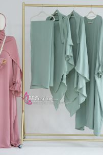 Đồ Phụ Nữ Hồi Giáo Tay Ôm -  Khăm Trùm Đầu Khimar Tam Giác 2 Lớp