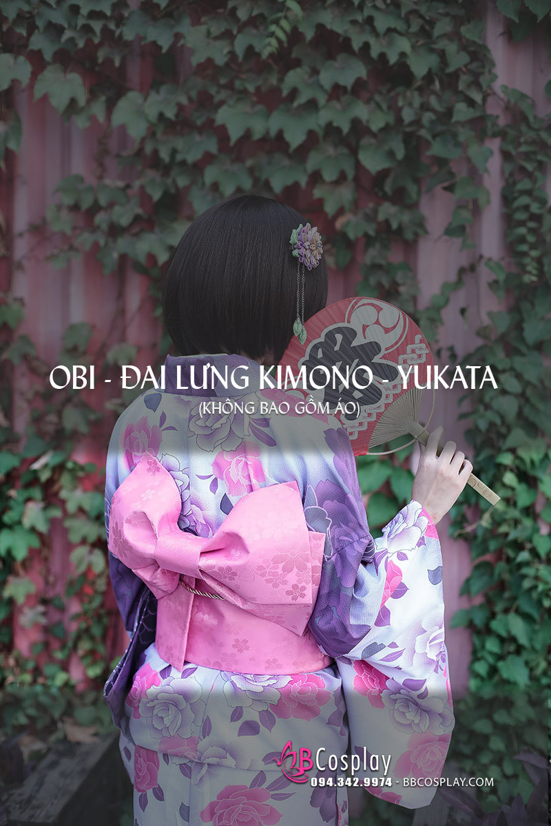 Đai Lưng Kimono Nhật Nơ Hồng Nhạt Hoa Anh Đào