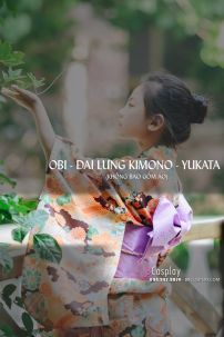 Đai Lưng Kimono Nhật Tím Đậm Hoa Sakura