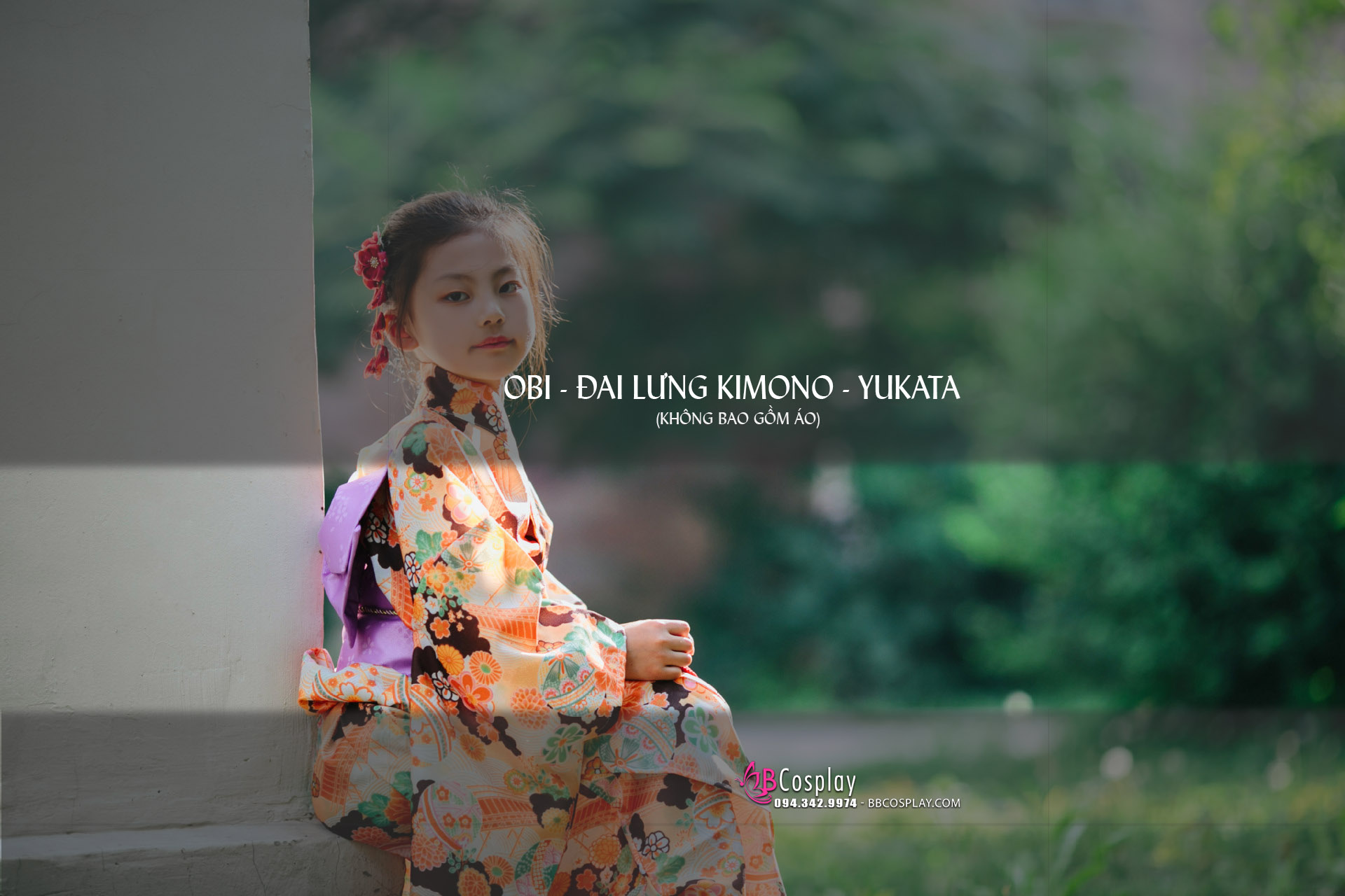 Đai Lưng Kimono Nhật Tím Đậm Hoa Sakura
