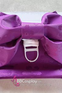 Đai Lưng Kimono Nhật Tím Hồng - Hoạ Tiết Hoa Sakura Lớn