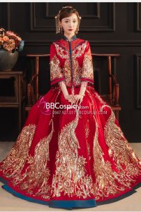 Đồ Cưới Phong Cách Trung Hoa Mẫu Đỏ Xanh Đính Cườm Long Phụng 2024