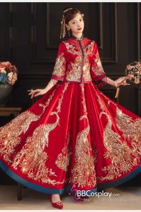 Đồ Cưới Phong Cách Trung Hoa Mẫu Đỏ Xanh Đính Cườm Long Phụng 2024