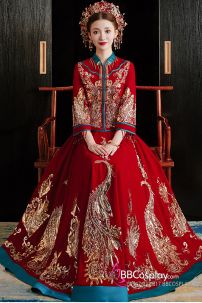 Đồ Cưới Phong Cách Trung Hoa Mẫu Đỏ Xanh Đính Cườm Long Phụng 2024