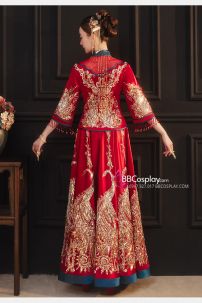 Đồ Cưới Phong Cách Trung Hoa Mẫu Đỏ Xanh Đính Cườm Long Phụng 2024