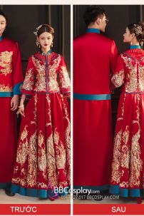 Đồ Tân Lang - Mẫu Đỏ Xanh Đính Cườm Long Phụng 2024