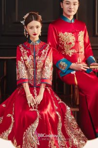 Đồ Tân Lang - Mẫu Đỏ Xanh Đính Cườm Long Phụng 2024