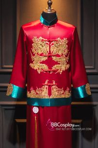 Đồ Tân Lang - Mẫu Đỏ Xanh Đính Cườm Long Phụng 2024