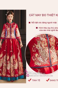 Hỷ Phục Tân Nương -  Mẫu Đỏ Xanh Đính Cườm Long Phụng 2024