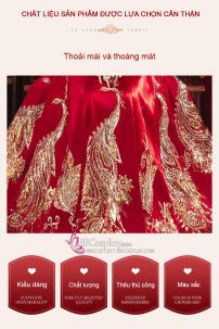 Hỷ Phục Tân Nương -  Mẫu Đỏ Xanh Đính Cườm Long Phụng 2024