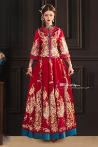 Hỷ Phục Tân Nương -  Mẫu Đỏ Xanh Đính Cườm Long Phụng 2024