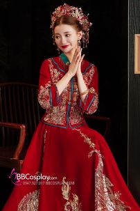 Hỷ Phục Tân Nương -  Mẫu Đỏ Xanh Đính Cườm Long Phụng 2024