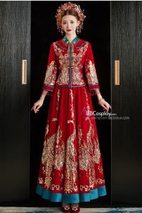 Hỷ Phục Tân Nương -  Mẫu Đỏ Xanh Đính Cườm Long Phụng 2024