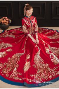 Hỷ Phục Tân Nương -  Mẫu Đỏ Xanh Đính Cườm Long Phụng 2024