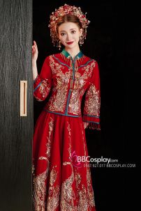 Hỷ Phục Tân Nương -  Mẫu Đỏ Xanh Đính Cườm Long Phụng 2024