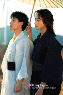 Nagagi Trắng Sọc Xám - Yukata Vân Du