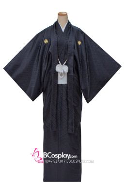 Trang Phục Kimono Nam Xanh Đen Hoạ Tiết Hình Thôi