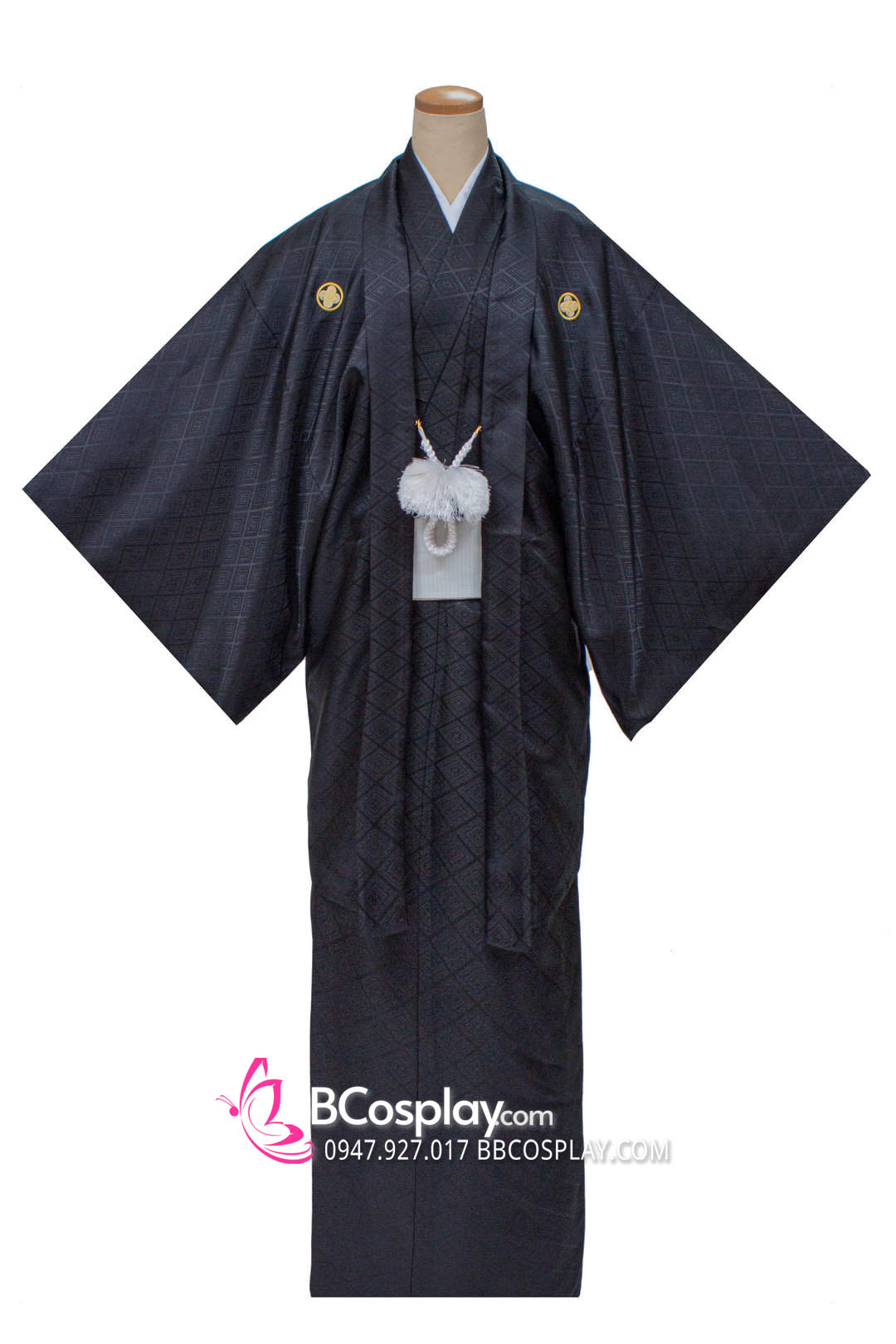 Trang Phục Kimono Nam Xanh Đen Hoạ Tiết Hình Thôi
