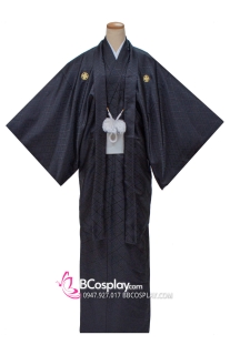 Trang Phục Kimono Nam Xanh Đen Hoạ Tiết Hình Thôi